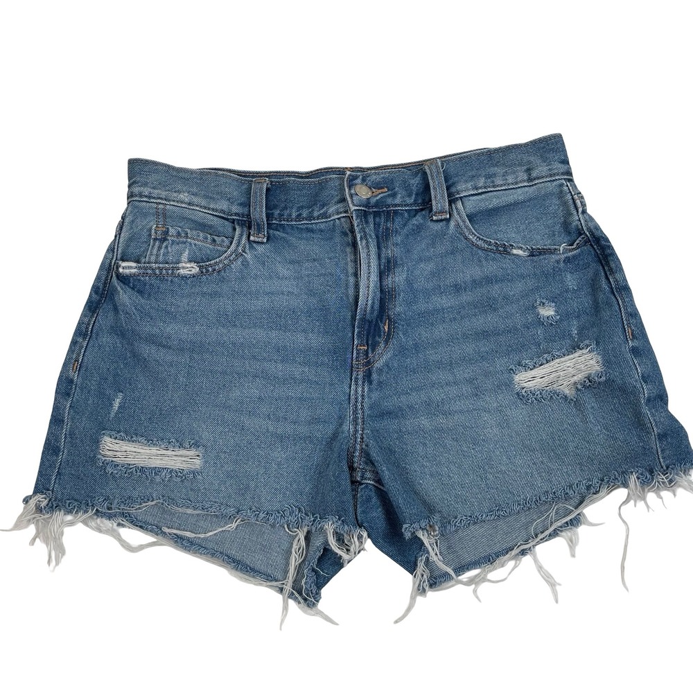 Old Navy Distressed Denim Cutoff Shorts Women 4 Blue High Rise Raw Hem Festival
